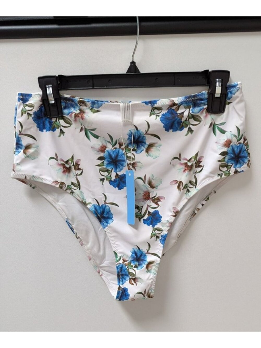 POPVIL White/Blue Floral Print Bikini Bottoms